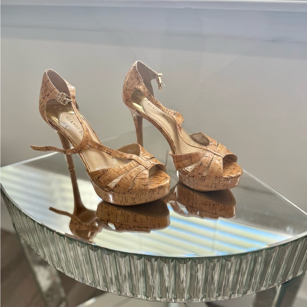 Gianni Bini Cork Platform Sandals with Ankle Strap